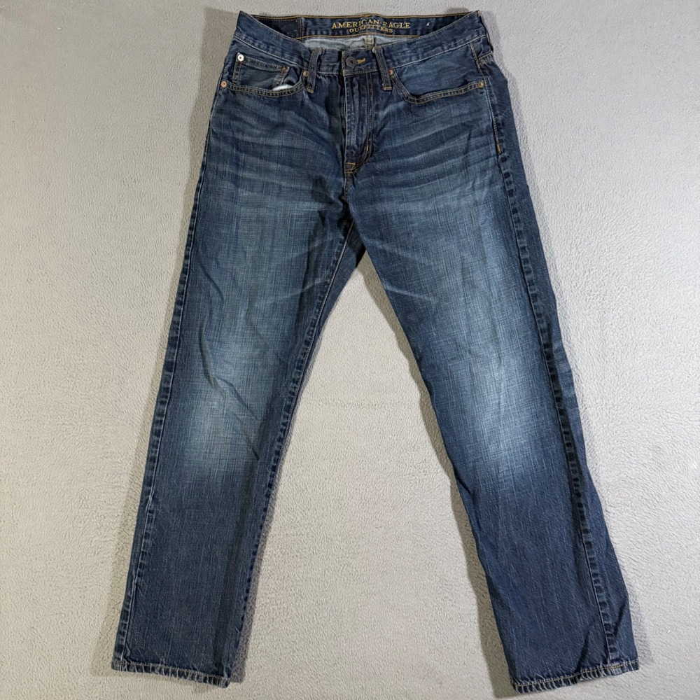 American Eagle Relaxed‎ Straight Jeans Mens Size 31x32 Dark Wash Denim Fade